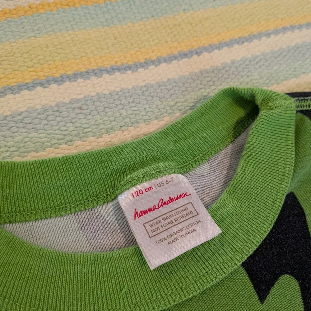 ⭐ Hanna Andersson Green Bat print Pajama PJ Top size 6-7